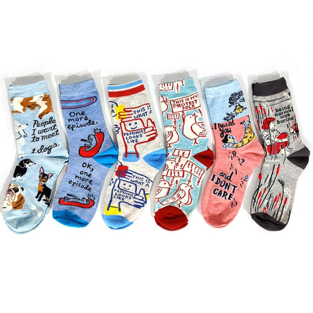 Packs 5-6-7 calcetines estampados kawaii algodon